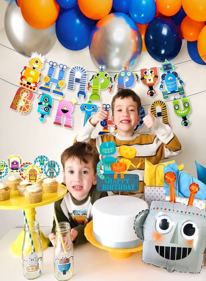 Roaring Good Time 83 PCS Robot Birthday Party Decoration Robot Birthday Party Supplies Favors Cake Cupcake Decoration Robot Party Decorations for Baby Shower Party Supplies - Image 3